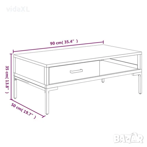 vidaXL Маса за кафе, черна, 90x50x35 см, борово дърво масив, снимка 9 - Маси - 56147202