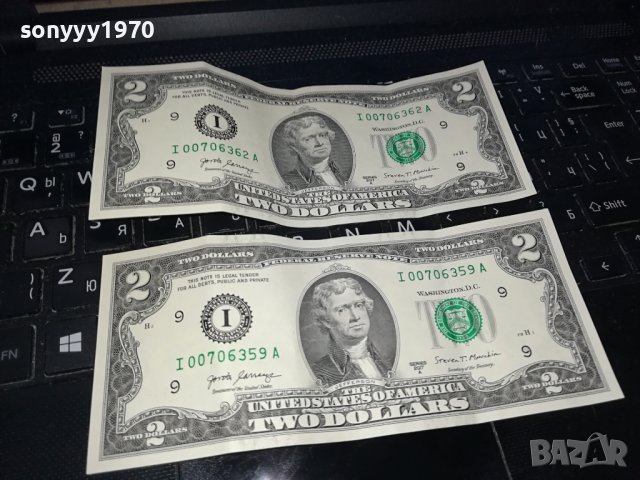 TWO DOLLARS 2X2 DOLLARS-ВНОС USA 1508232001, снимка 2 - Нумизматика и бонистика - 41867143