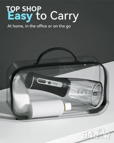 Зъбен душ за зъби безжичен JTF преносим акумулаторен иригатор 300 мл, черен, снимка 7 - Тримери - 49866430