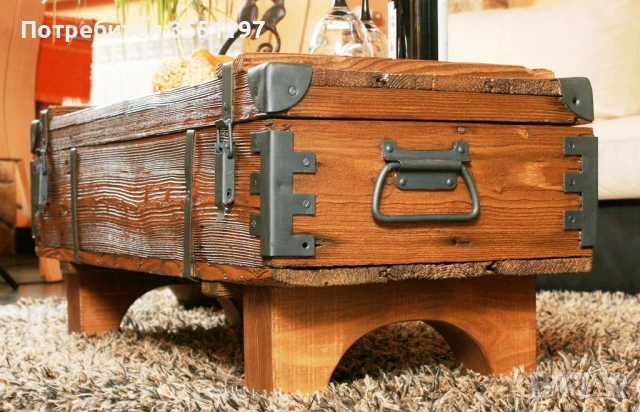 Холна маса от сандък с място за багаж, снимка 3 - Маси - 52961258