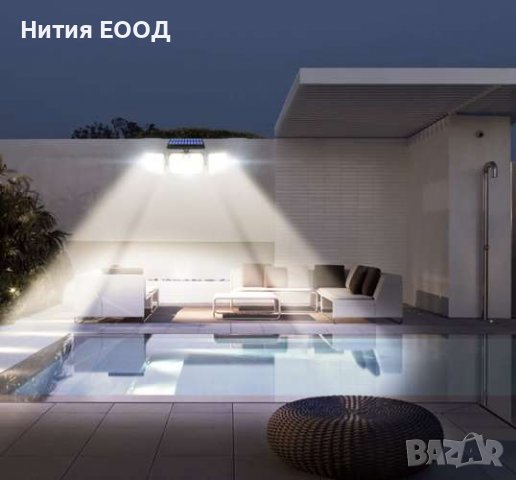 Тройна соларна лампа 171 LED, водоустойчива, регулиране на ъгъла, дистанционно, снимка 12 - Външни лампи - 39146562