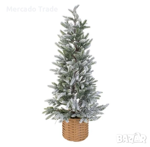 Декоративна коледна снежна ела със саксия и LED осветление, 60см, снимка 3 - Декорация за дома - 52632197