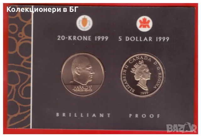 СЕТ С ДВЕ МОНЕТИ ОТ НОРВЕГИЯ И КАНАДА 1999 ГОДИНА /виж описанието/, снимка 3 - Нумизматика и бонистика - 56059808