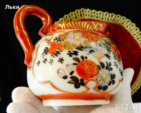 Кана,каничка японски порцелан Kutani-yaki,синигер,гейши,злато. , снимка 7 - Антикварни и старинни предмети - 51220892