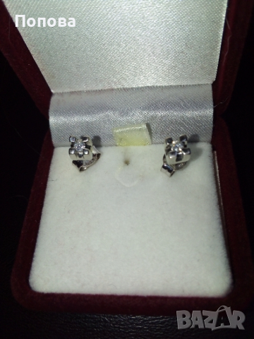 18 к.  с диаманти  италиански златни  обеци , снимка 2 - Обеци - 36159266