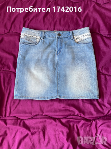 Дънкова пола с дантела, снимка 1