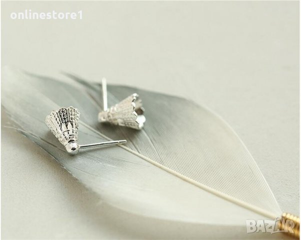 Сребърни обеци 925 - Бадминтон перо Код: BX519, снимка 4 - Обеци - 33800110