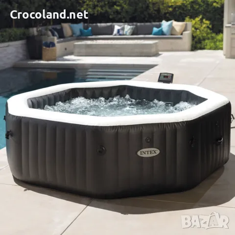 Надуваемо джакузи Intex PureSpa Bubble Deluxe, 4 места, 120 въздушни струи, тъмно сиво, снимка 4 - Басейни и аксесоари - 50084027