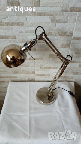 Никелирана настолна лампа за бюро, снимка 2 - Антикварни и старинни предмети - 34443241