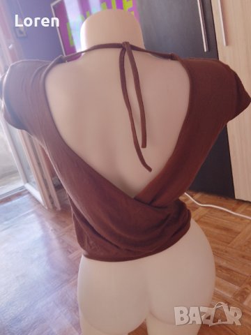 Блузка в кафяв цвят, снимка 6 - Тениски - 41360845
