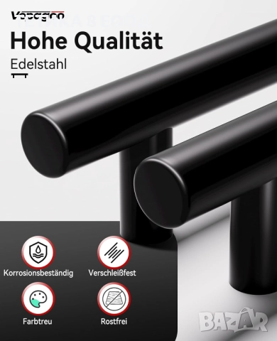 Комплект 25 бр. черни дръжки за мебели Vepagoo, кухненски шкафове, 102 мм, снимка 5 - Други - 52478327