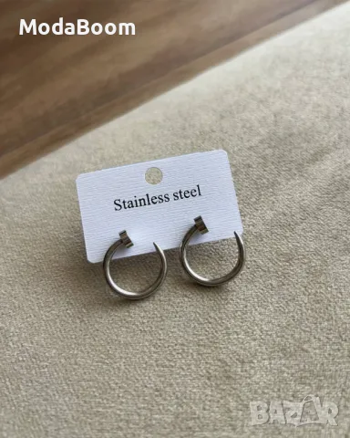 Обеци стомана , снимка 2 - Обеци - 48712553