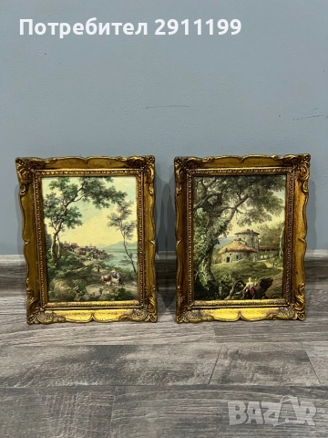 Малка антикварна картина, комплект от четири, снимка 2 - Картини - 52814261