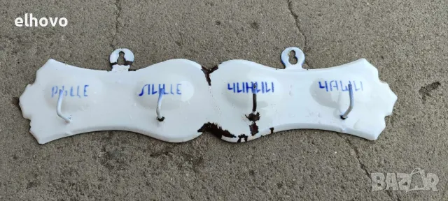 Стара емайлирана закачалка, снимка 3 - Антикварни и старинни предмети - 49313835