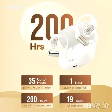 Linsoul Kiwi Ears Attiva OWS безжични слушалки, Open Ear Bluetooth 5.4 с ANC шумопотискане, бели, снимка 4 - Безжични слушалки - 48835799