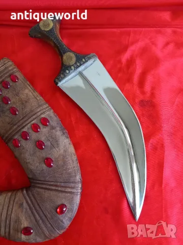 Стар ХАНДЖАР, Кинджал , Кама Дръжка Носорог, Камъни, снимка 3 - Антикварни и старинни предмети - 55958851