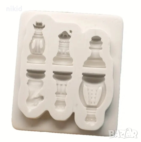 6 фигури за шах шахматни  пешки силиконов молд форма фондан шоколад декор , снимка 3 - Форми - 52395602