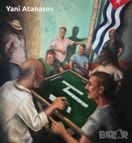 Авторска маслена картина "Кубински вечери" (90х80 см) – лятна/карибска тематика, масло/платно, снимка 2 - Картини - 55874837