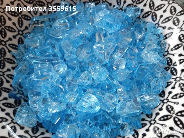половин килограм декоративни сини стъкалца, снимка 3 - Декорация за дома - 42029501