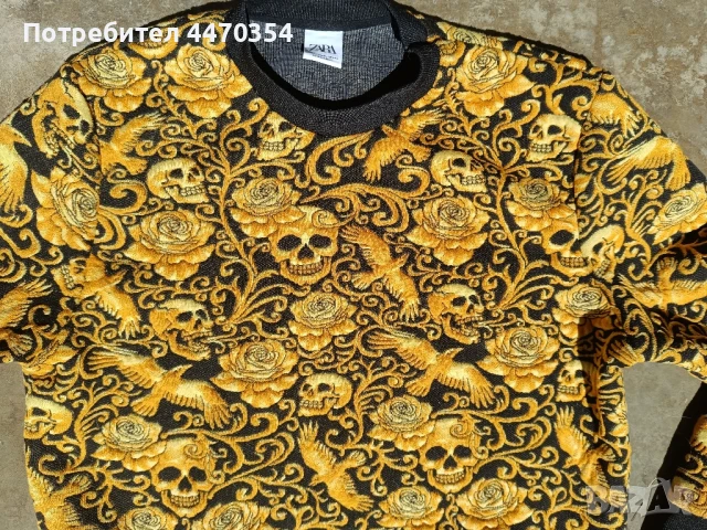 Zara мъжка блуза в злати цвят XL , снимка 4 - Блузи - 51041658