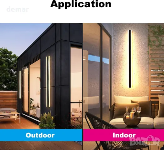 oumanschak Външна стенна лампа Захранвана от мрежата 60CM, 20W, 3 цветни температури, IP65, снимка 2 - Лед осветление - 49283742