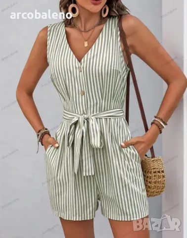 Раиран дамски гащеризон с V-образно деколте, 9цвята , снимка 8 - Гащеризони - 48853240