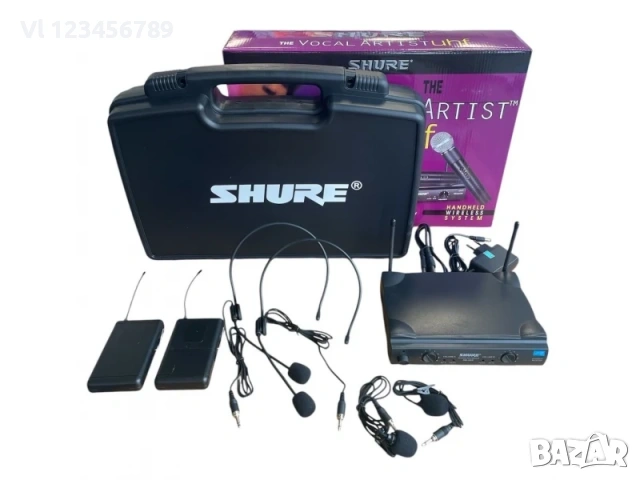 🎤 Комплект 2 бр. Професионални Безжични Микрофони SHURE SM-58 с Куфар - Висококачествен Звук