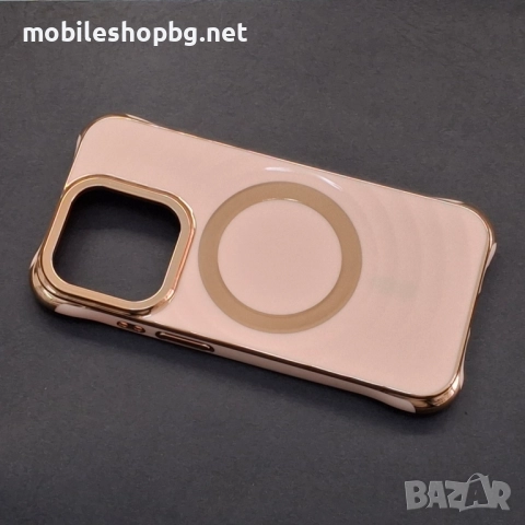 iPhone 15 Pro кейс със златист ринг розов черен, снимка 2 - Калъфи, кейсове - 52050124