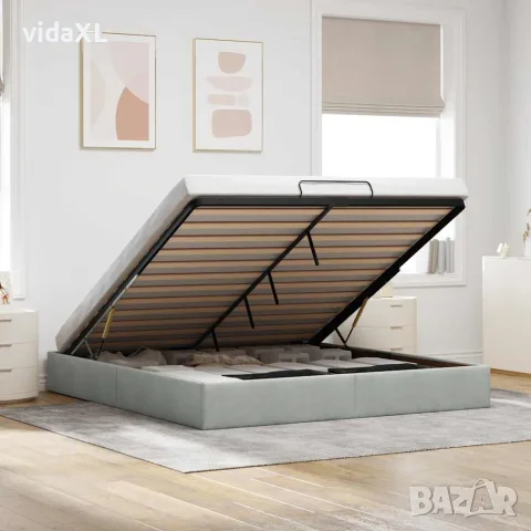 vidaXL Османска рамка за легло без матрак, светлосива 180x200см кадифе, снимка 2 - Спални и легла - 56147053