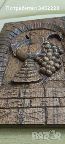 дърворезба масив пано 44см 30см , снимка 6 - Пана - 50305266