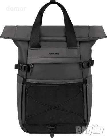Раница Waterfly Roll Top 16-21 л, подходяща за 16 инча лаптоп, Тъмно сиво