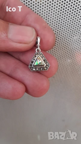 2бр.медальони със седеф и сребро , снимка 2 - Колиета, медальони, синджири - 50986232