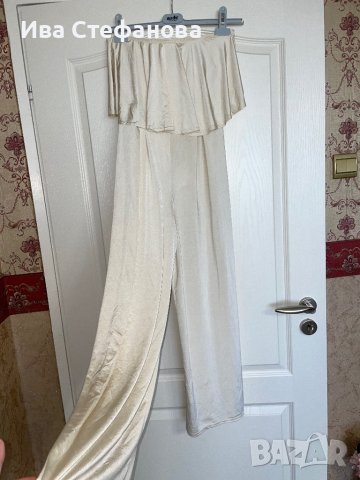 Елегантен нов  бял еластичен парти официален гащеризон ASOS Asos волани къдри , снимка 10 - Гащеризони - 40671699