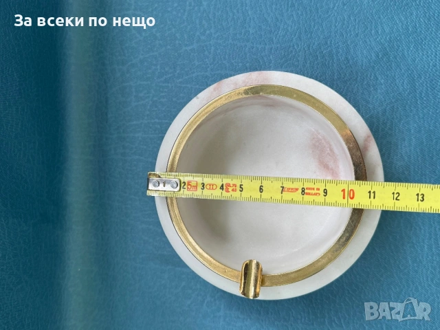 Мраморен пепелник , масивен , с месингов обков, снимка 10 - Антикварни и старинни предмети - 53628752