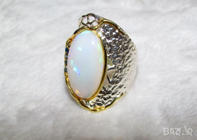 925 Сребърен пръстен етиопски опал 13 карата, снимка 2 - Пръстени - 51700689