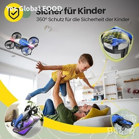 Holy Stone HS210F Мини дрон 2в1 с Land Mode (Син), снимка 3 - Дронове и аксесоари - 53633392