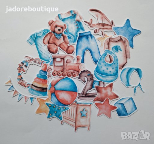 Дизайнерски скрапбук стикери Baby boy V019 - 23 бр /к-кт, снимка 2 - Други - 41709184