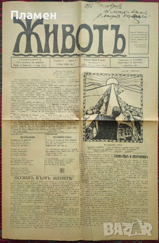 Животъ. Седмичникъ отъ живота за живота. Год. 1: Бр. 1, 4, 7, 9, 10 / 1929, снимка 6 - Антикварни и старинни предмети - 52753413