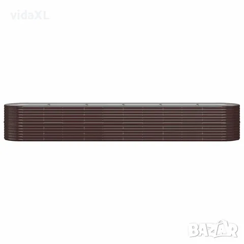 vidaXL Градинска повдигната леха поцинкована стомана кафяво, снимка 3 - Саксии и кашпи - 56146662