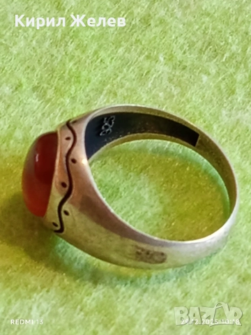 Винтидж сребърен пръстен с Червен Кехлибар ювелирна изработка 51791, снимка 9 - Пръстени - 52925527