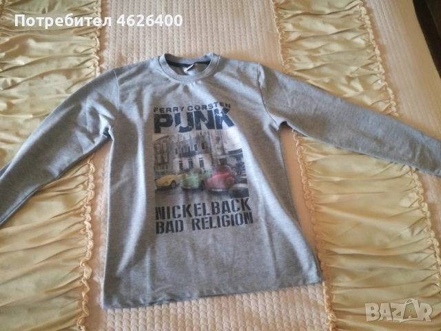 Продавам детска фланелка с дълък ръкав с надписи, снимка 2 - Блузи - 52106825