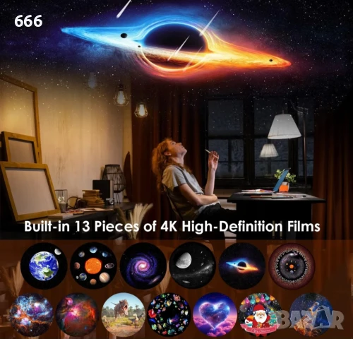 Галактически проектор Метеор, 12в1, Ултра HD, Космически проектор 4K, снимка 5 - Друга електроника - 50703899
