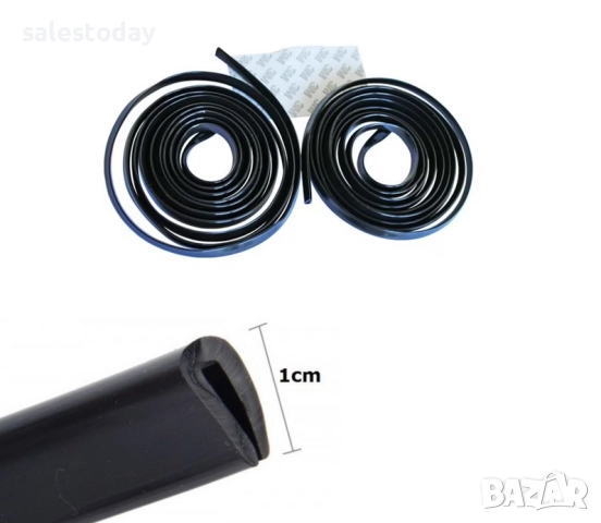 Декоративна лайсна за врати, 5м., лайсна за предпазване на врати, черна