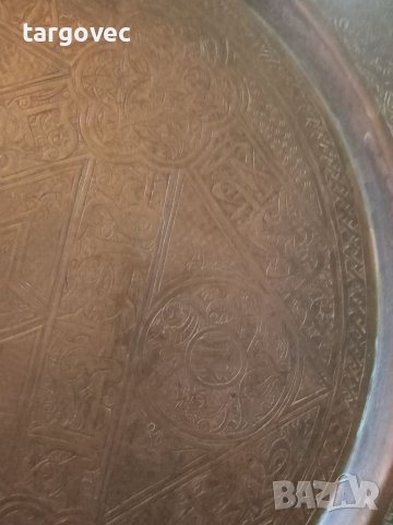 Уникален арабски гравиран меден поднос, снимка 5 - Антикварни и старинни предмети - 40542171