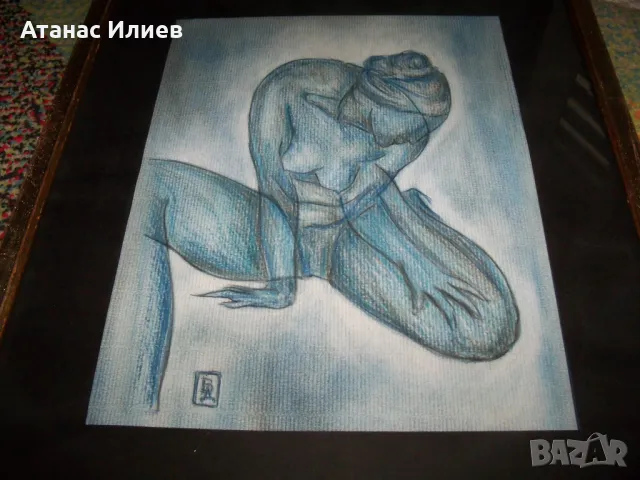 Красива картина "Голо тяло", графика, подписана, снимка 4 - Картини - 50059009