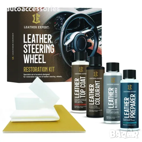 	Комплект за възстановяване на Сив кожен волан Leather Expert Steering Wheel Restoration Kit – 4х50м, снимка 11 - Аксесоари и консумативи - 48123306