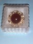 Красива кехлибарена брошка,позлата, снимка 4