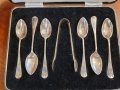 Комплект сребърни лъжички и щипка за захар, снимка 3