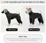 Нов Дъждобран за куче 3XL цял водоустойчив костюм с висока яка черен за разходка, снимка 7