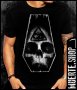 Черна тениска с щампа ILLUMINATI DEADLY SKULL, снимка 1 - Тениски - 42671101